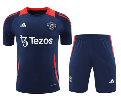 2024/2025 Manchester United pre-match training Blue Shirt+Shorts 1:1 Thai Quality