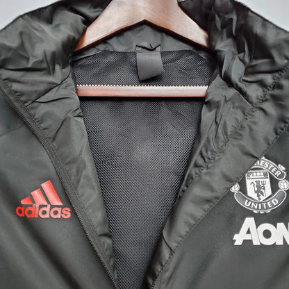 2021 Manchester United Jersey Windbreaker Black(White-Red Edge)