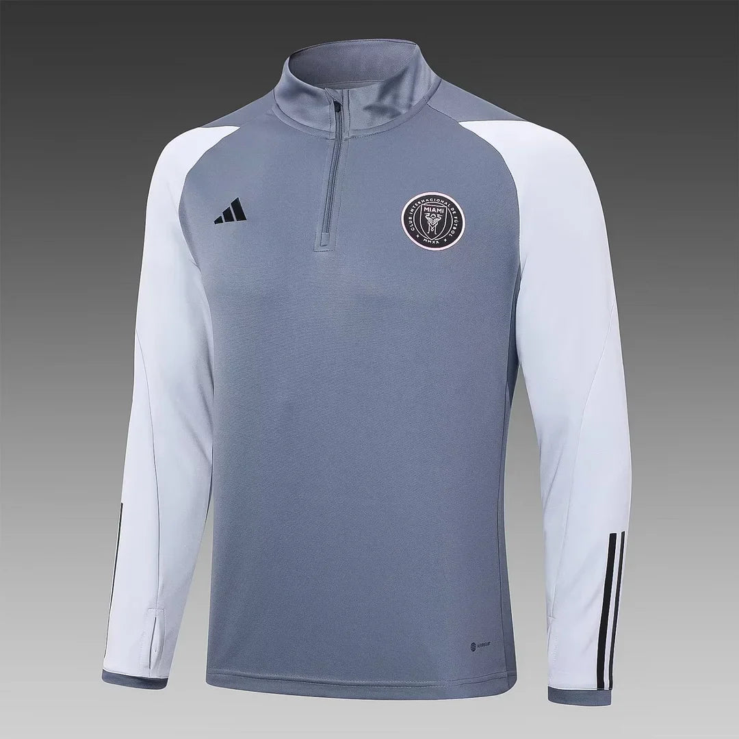 2023/2024 Inter Miami Half-Pull Training Suit Grey Football Shirt 1:1 Thai Quality
