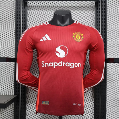 2024/2025 Long Sleeve Player Version Manchester United Home Football Shirt  1:1 Thai Quality