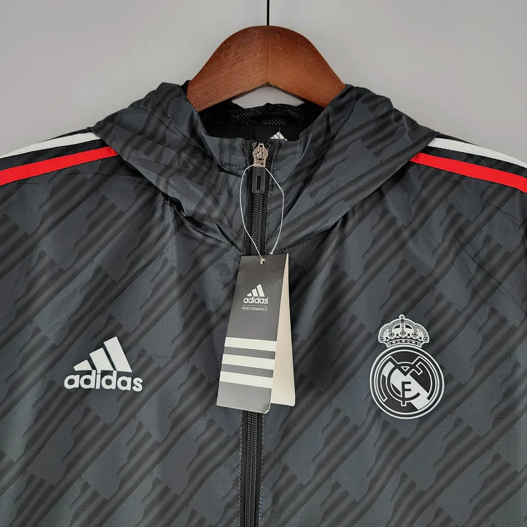 2022/2023 Real Madrid Jersey Windbreaker Black Red And White Edge