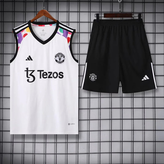 2024/2025 Manchester United pre-match training White Jersey+Shorts 1:1 Thai Quality