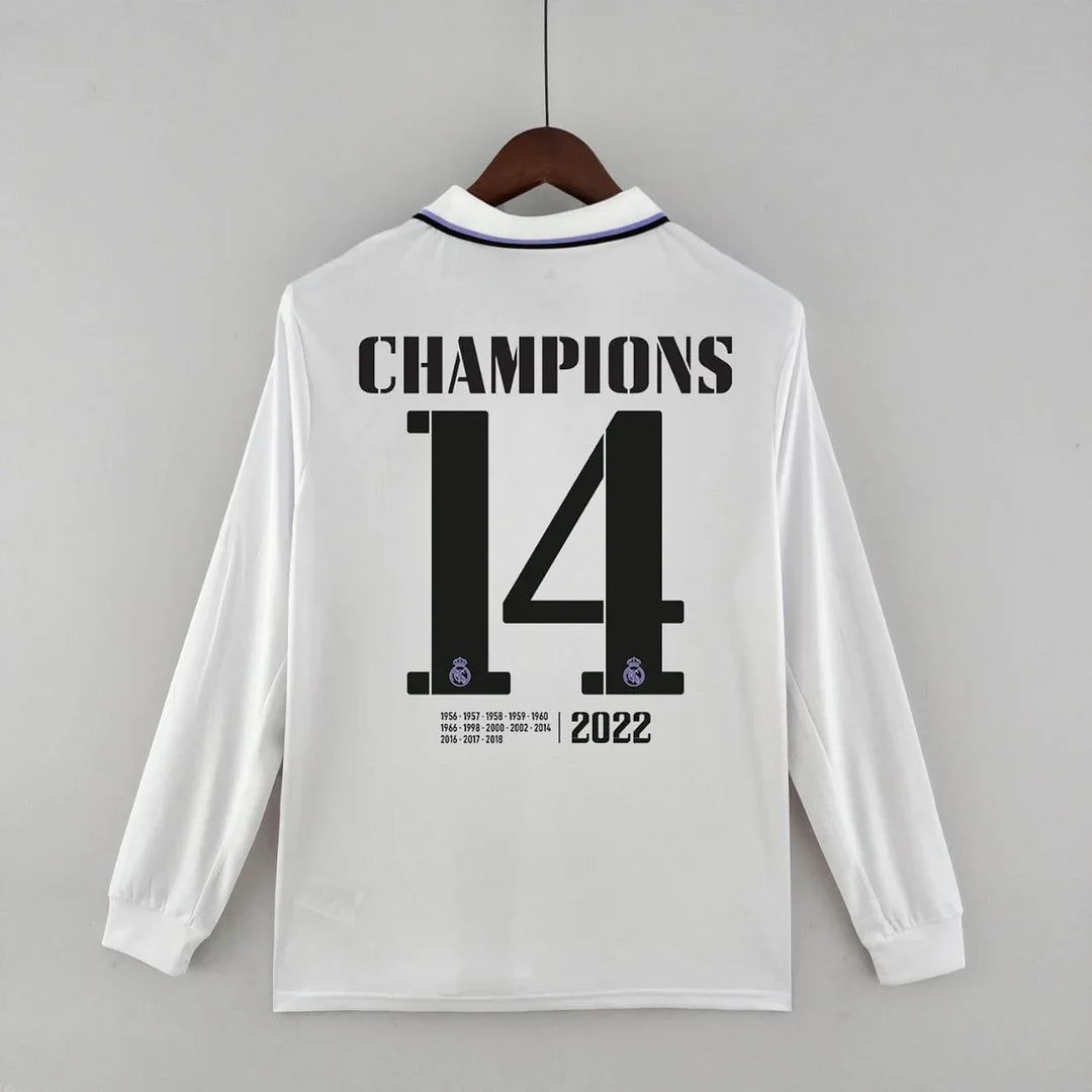 2022/2023 Long Sleeve Real Madrid Home 14 Champions Edition Jersey