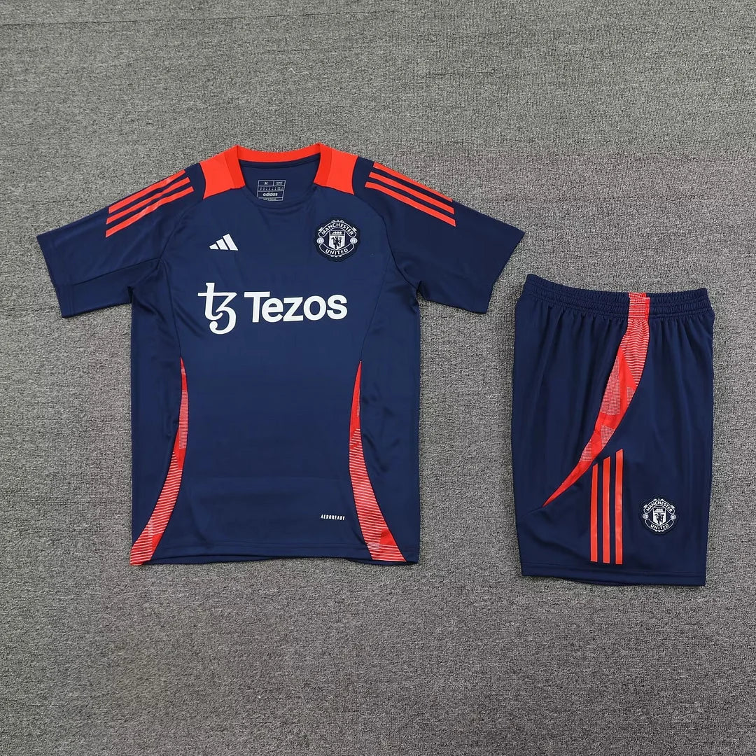 2024/2025 Manchester United pre-match training Blue Shirt+Shorts 1:1 Thai Quality