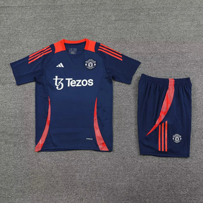 2024/2025 Manchester United pre-match training Blue Shirt+Shorts 1:1 Thai Quality
