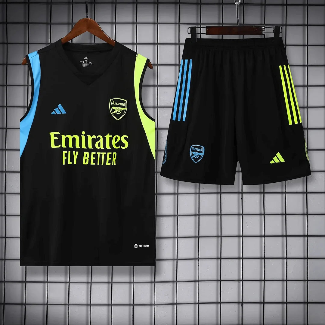 2023/2024 Arsenal pre-match training Black Jersey+Shorts