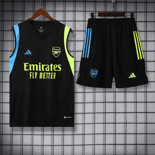 2023/2024 Arsenal pre-match training Black Jersey+Shorts